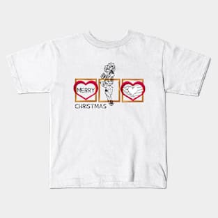 MERRY CHRISTMAS DEER HEARTS Kids T-Shirt